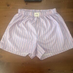 Purple And Pink Striped 100% Polyester  Elastic Waist‎ Boxer Shorts